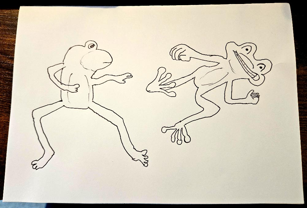 Two frogs doing Kung Fu